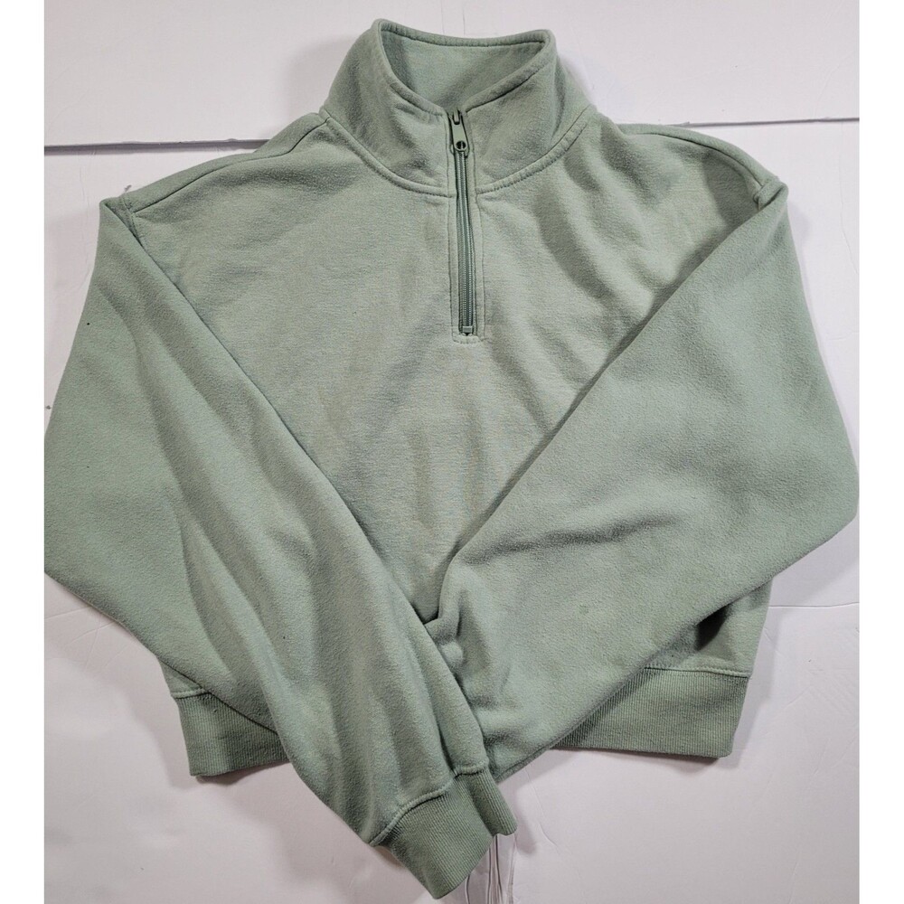 Ardene Sage Green 1/4 Zip fleece Size L/G Cozy Mock Neck...F-11